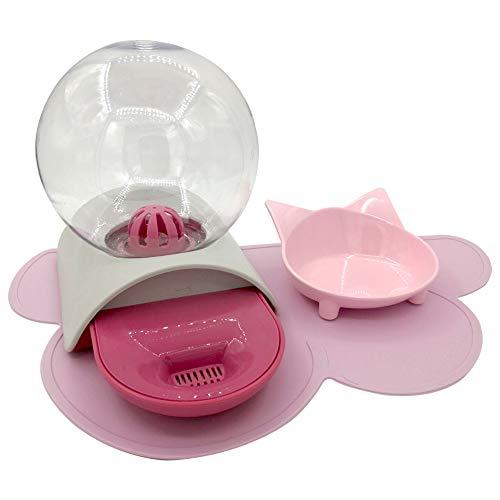 FYSLIYO Pet Automatic Recirculating Water Dispenser, 95oz Water Bottle Water Bowl Dispenser for Dogs Cats Small and Medium Animals 3 Sets of Pet Articles Water Fountain Food Bowl Pets Place mat Pink