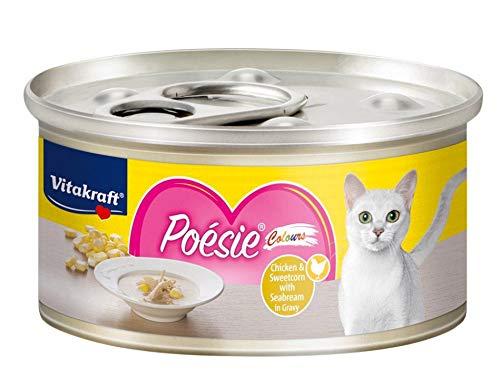 Vitakraft Poesie Colours Cat Food Chicken & Sweetcorn with Sea Bream in Gravy 70 g. x 4 Packs.