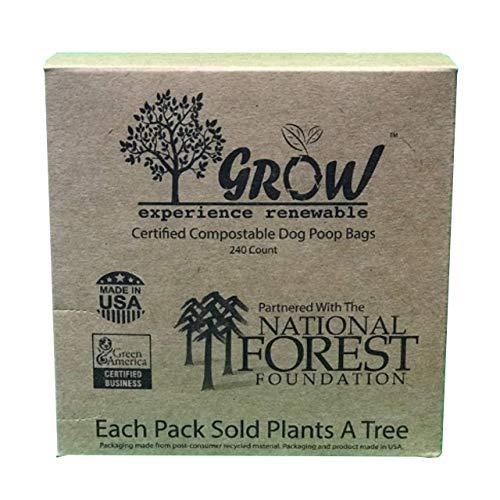 240 Dog Waste Bags - 9 Inch x 12 Inch Biodegradable Compostable Leak and Tear Resistant Bag - Holds up to 4 Pounds - Vegetable Based Environmentally Friendly Pet Waste Bag by Grow Bags