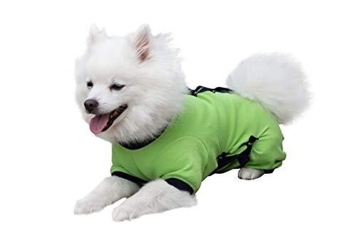 Tulane\\\'s Closet Cover Me by Tui Adjustable Fit Recovery Shirt for Pets Medical Pet Garment Large Adjustable Fit Step-Into Long Sleeve, Apple Green/Navy Blue (L-AJ-SI-LS-GN)