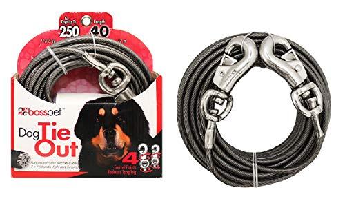 MPP Large Breed Dog Tie Out Premium XXL Tough Stong Super Beast Cable Choose Length (15ft)