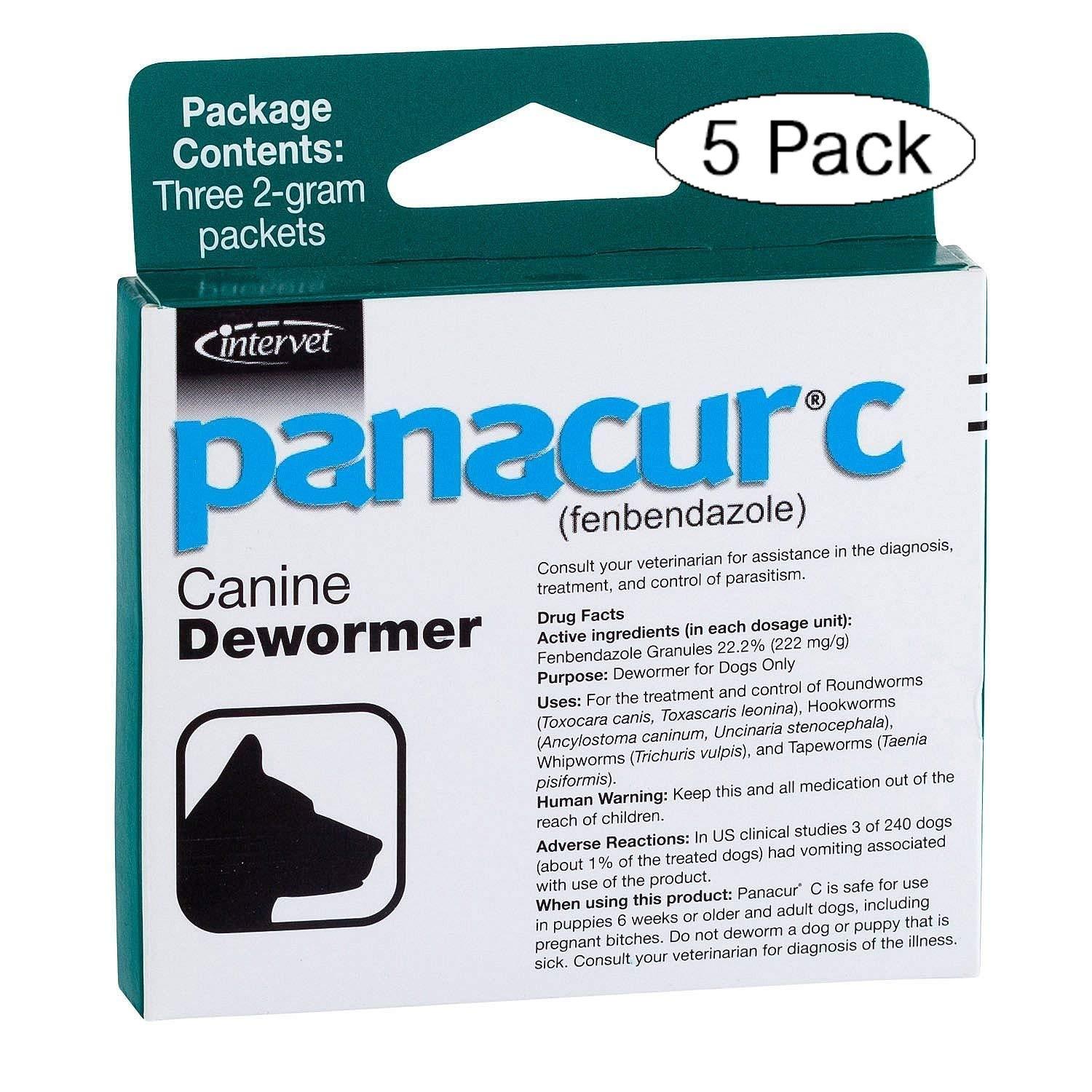 Panacur C Canine Dewormer Dogs 2 Gram Each Packet Treats 20 lbs (3 Packets) (Fiv? ???k)