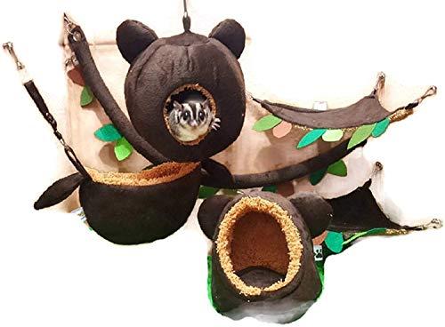 6 pieces/Set Cage Nest Set for Sugar Glider, Hamster, Squirrel, Marmoset, Chinchillas, Small Exotic Pet Cage Set Jungle Bear Style Dark Brown Color