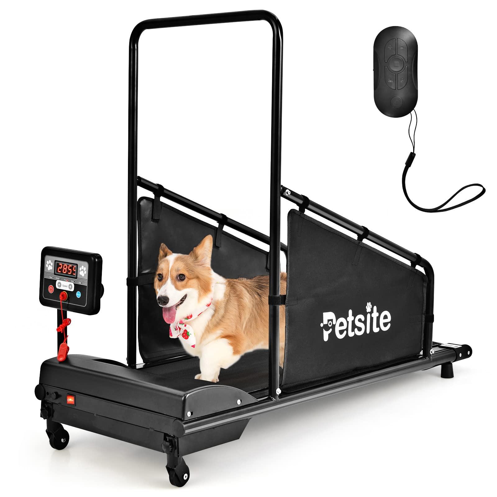 PETSITE Dog Treadmill, Pet Dog Running Machine for Small & Medium-Sized Dogs, Pet Fitness Treadmill with 1.4\\\'\\\' LCD Display Screen, 200 LBS Capacity
