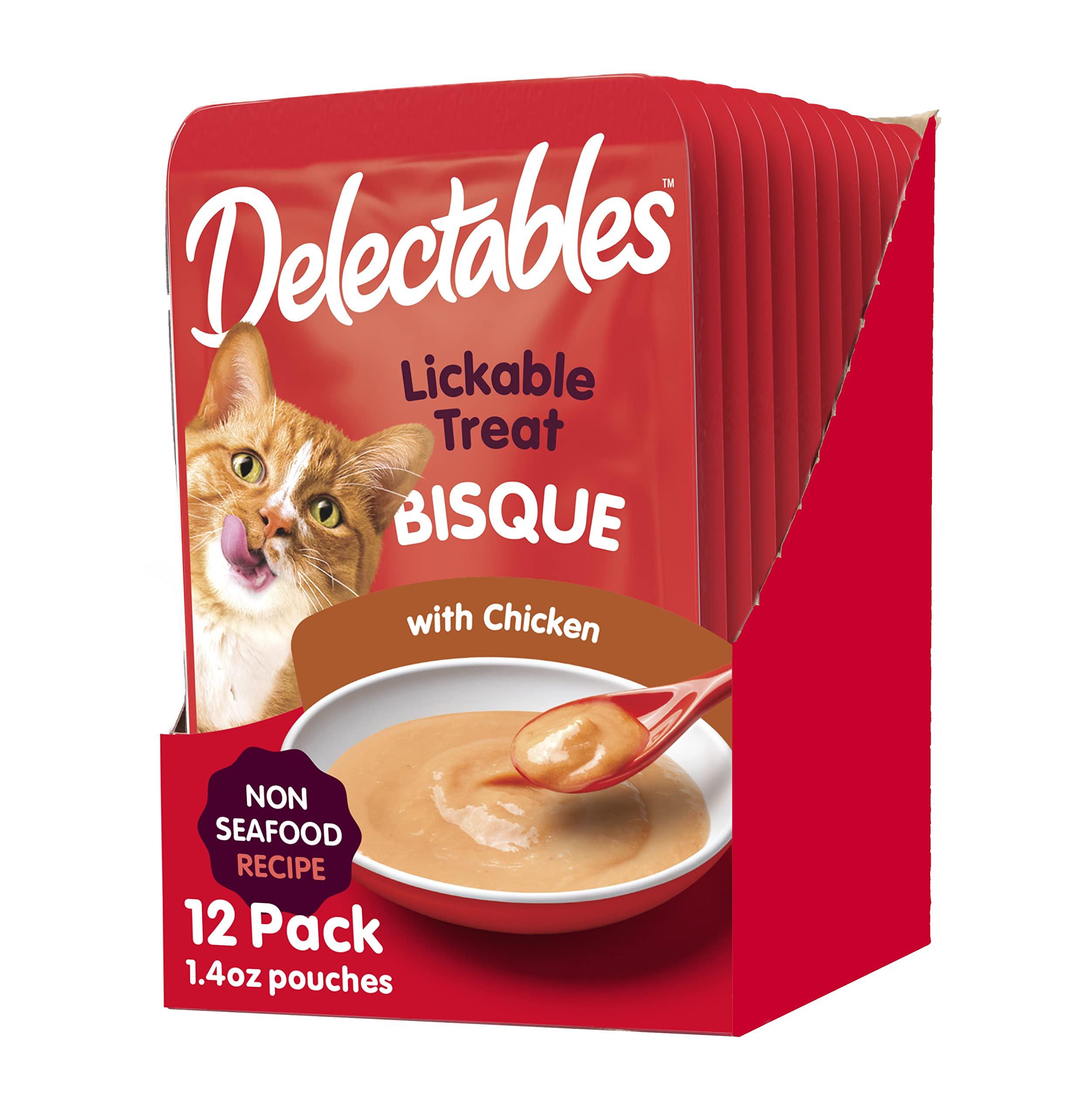 Hartz Delectables Non-Seafood Bisque Lickable We Cat Treats for Adults & Senior Cats, Chicken (Pack of 12)