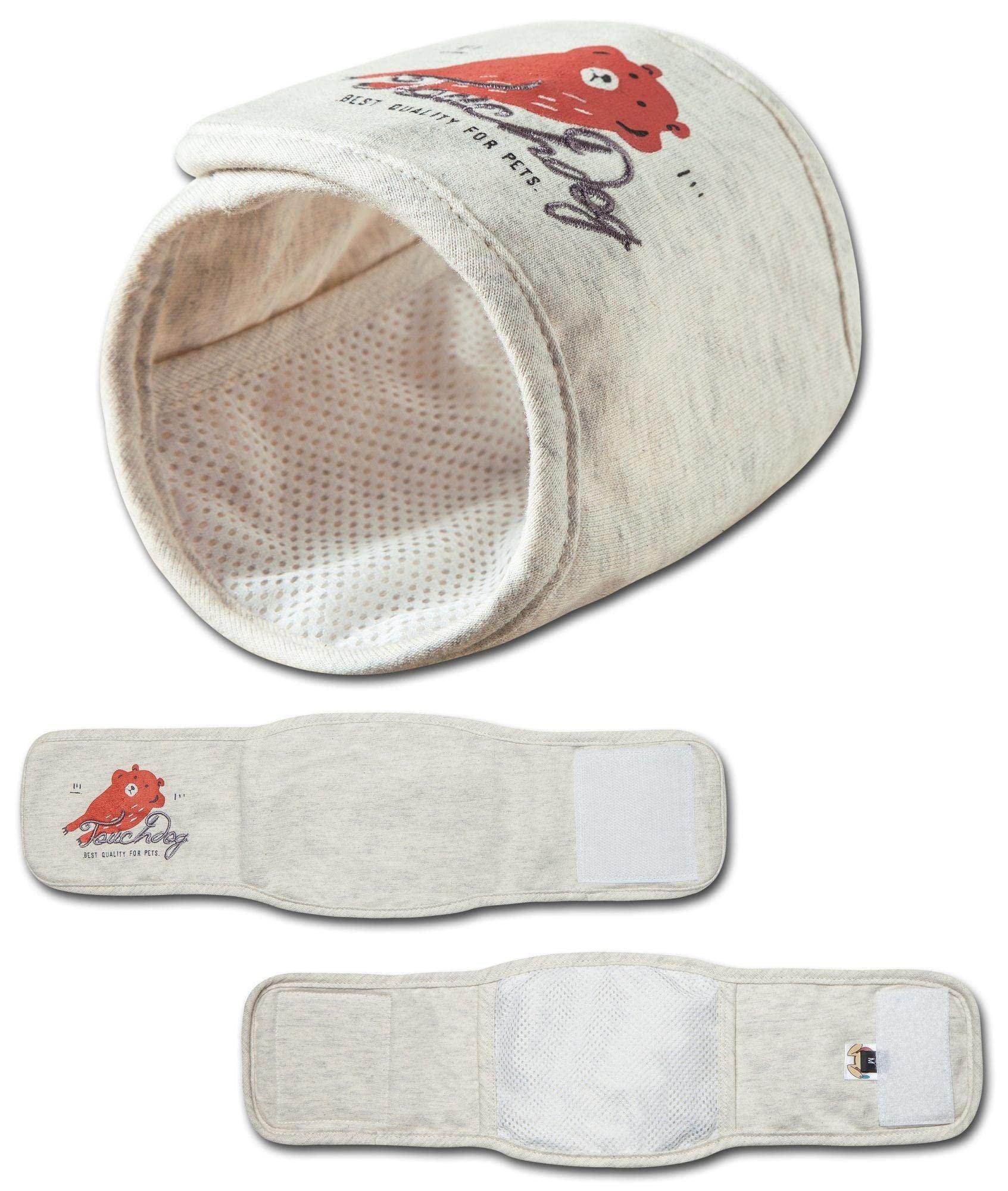 Touchdog Gauze-Aid Protective Dog Bandage and Calming Compression Sleeve, Large, White
