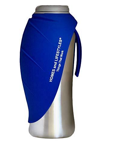 Homes and Lifestyles Portable Dog Water Bottle, Travel Water Bottle for Dogs, 27 Ounces Stainless Steel Lightweight Easy to Carry and Use, Pet Water Bottle for Walking, Hiking, Travel, Park