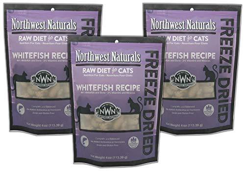 Northwest Naturals 3 Pack of Whitefish Freeze-Dried Raw Diet for Cats, 4 Ounces Each, Made in The USA