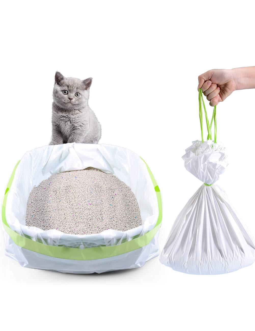 PETOCAT Litter Box Liners, 34 Count Jumbo Cat Litter Pan liners, Drawstring Litter Liner Bags For Litter Box, Easy Clean Up. Thick Large Kitty Litter Liner XL, Eco Friendly Pet Cat Supplies(36\\\