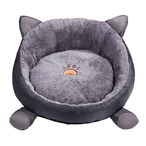 Cotton Cat Bed House for Cats Winter Warm Cat Mat Cute Cat Beds Round Cushion Beds for Small Dog Kennel Pet Cat Bed Cama Gato (Color : Grey Cat Bed, Size : M)