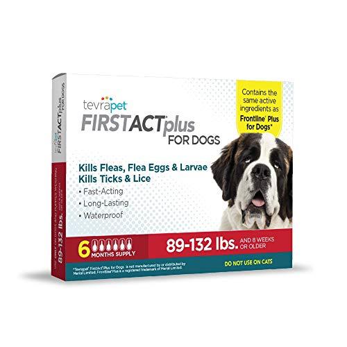 TevraPet FirstAct Plus Flea and Tick Prevention for Dogs, X-Large 89-132 lbs, 6 doses