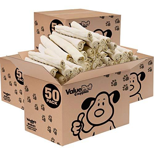 ValueBull New USA Jumbo Retriever Rolls, 8 Inch Thick Cut, 200 Count - Premium USA Thick Cut Rawhide, One-Piece, Easy Digestion, High Protein, Processed in Mexico