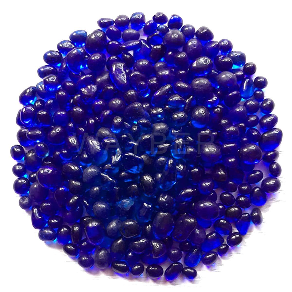WAYBER Glass Stones, 1Lb/460g Irregular Sea Glass Pebbles Non-Toxic Artificial Gemstones for Gem Display/Vase Filler/Terrarium Flowerpot Aquarium Turtle Tank Decoration, Dark Blue