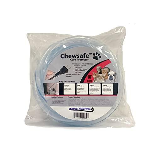 Chewsafe Cord Cover - Pet Chewing Deterrent - 10 Feet Long x 2 - Clear - 3/8-1/2 Wide | Discourages & Protects Pets That Chew Hazardous Wires | Bitter Apple Infused
