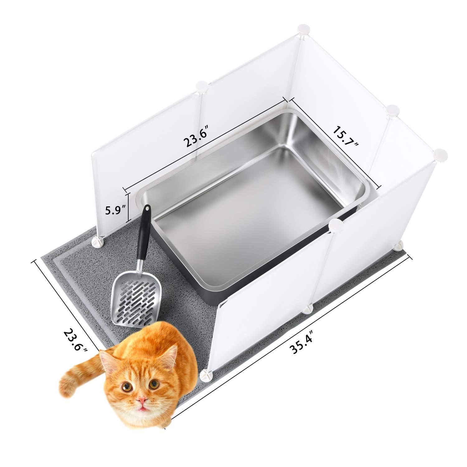 MEEXPAWS Extra Large Giant Stainless Steel Litter Box for Cats (24