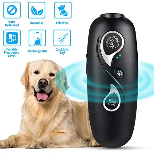 iSkey Dog Barking Control Deterrent Devices, Ultrasonic Dog Bark Deterrent,3 in 1 Cat Light Toys and Variable Frequency Dog Trainer with Anti-Static Wrist Strap Anti Barking Device Indoor Outdoor