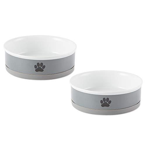 Bone Dry Ceramic Pet Collection, Large Bowl Set, Gray Paw 2 Count