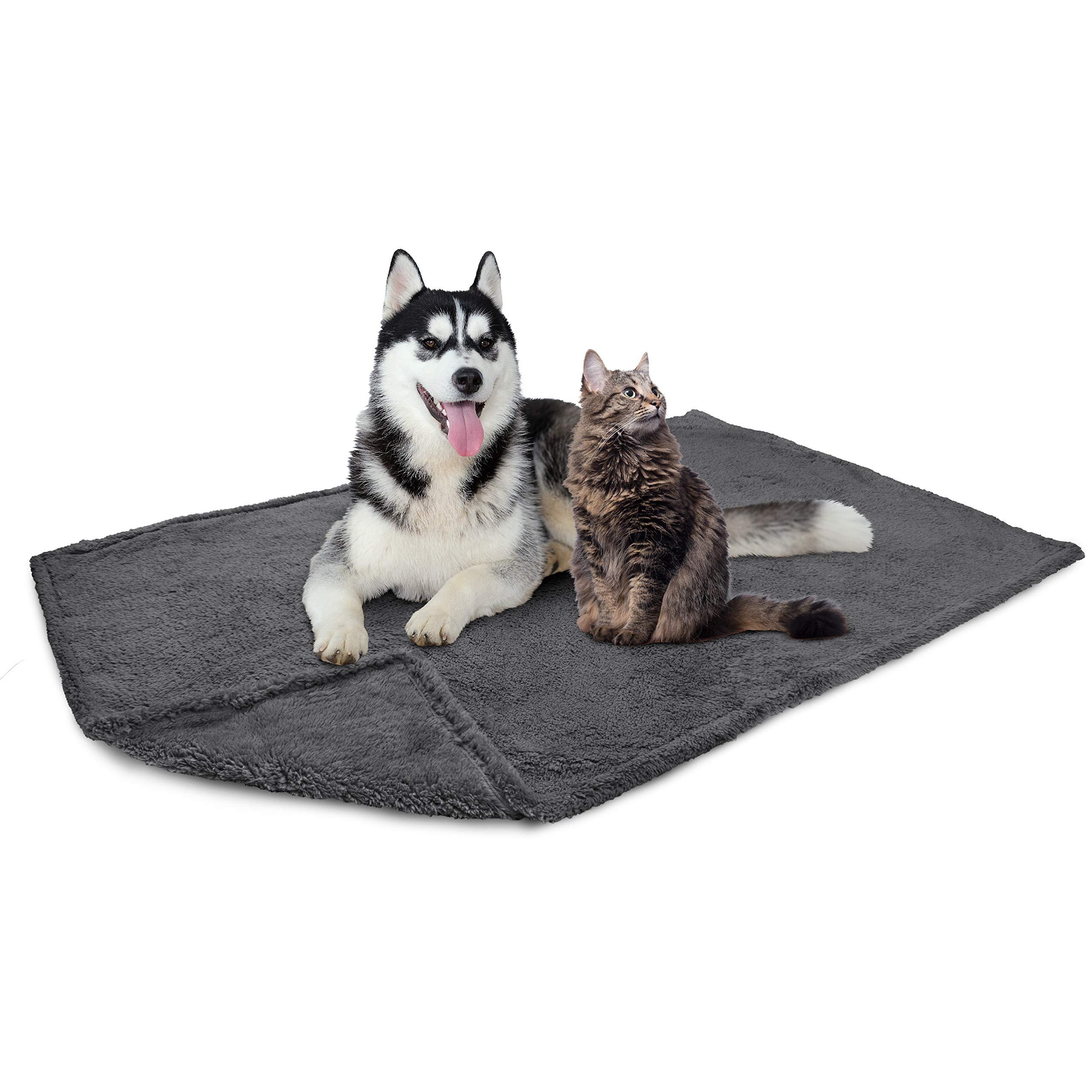 PetAmi Fluffy Waterproof Dog Blanket Fleece | Soft Warm Pet Fleece Throw for Medium Dogs and Cats | Fuzzy Furry Plush Sherpa Throw Furniture Protector Sofa Couch Bed (Gray, 29x40)