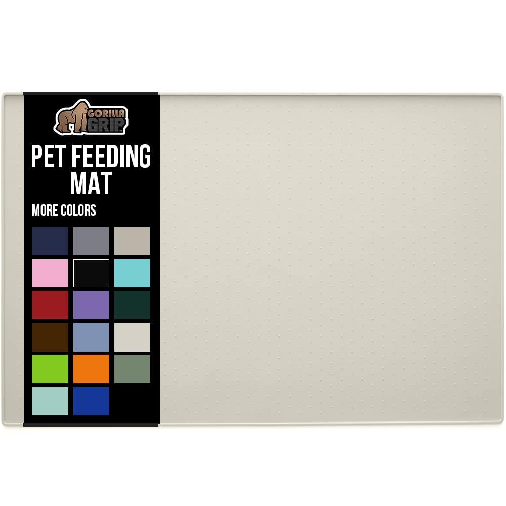 Leashboss Splash Mat Dog Food Silicone Tray with Tall Lip, for Pet Food and  Water Bowls - Beige - M/L