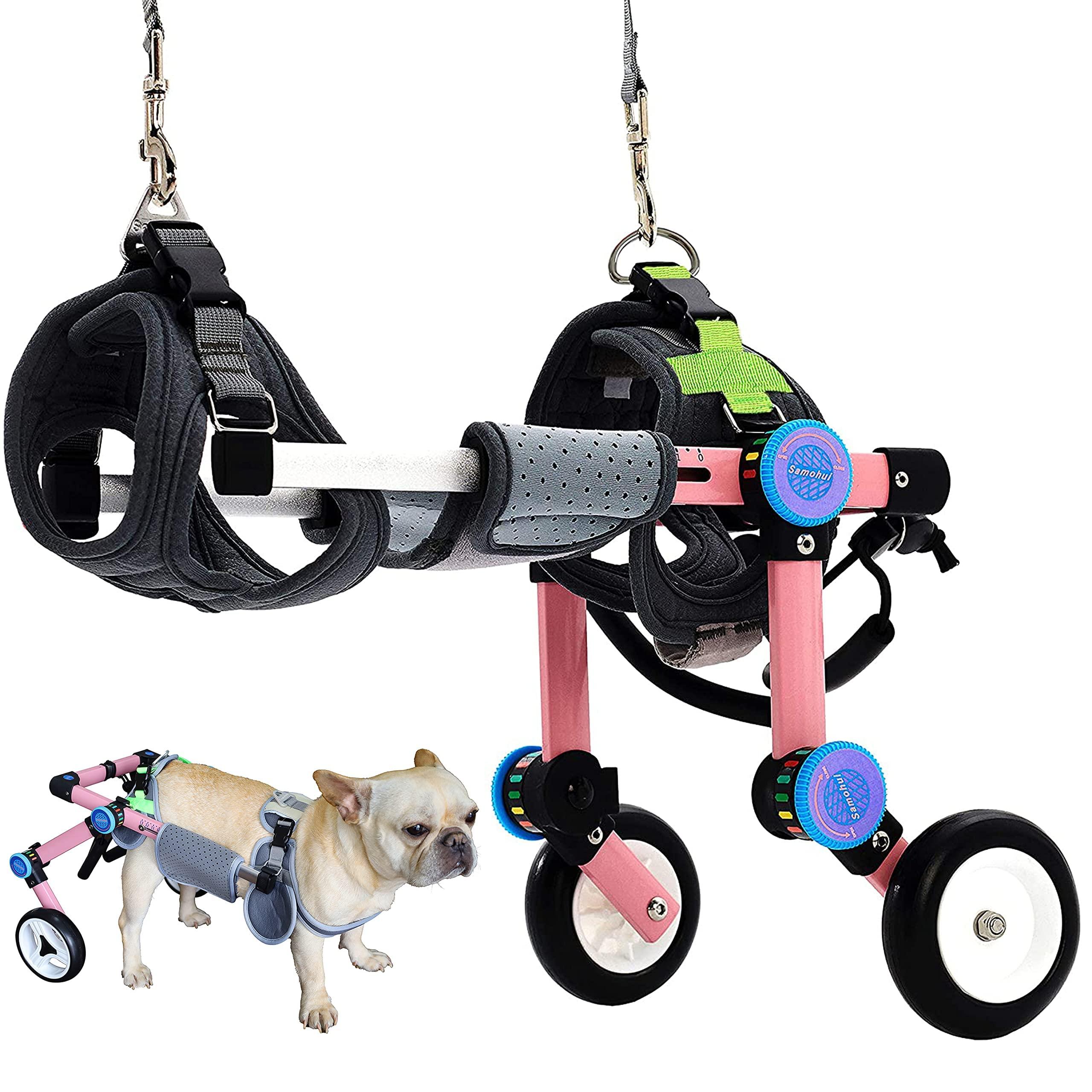 HobeyHove Adjustable Dog Wheelchair,Assist Small Pets with Paralyzed Hind Limbs to Recover Their Mobility Two Colour 5-Size (XS Pink)