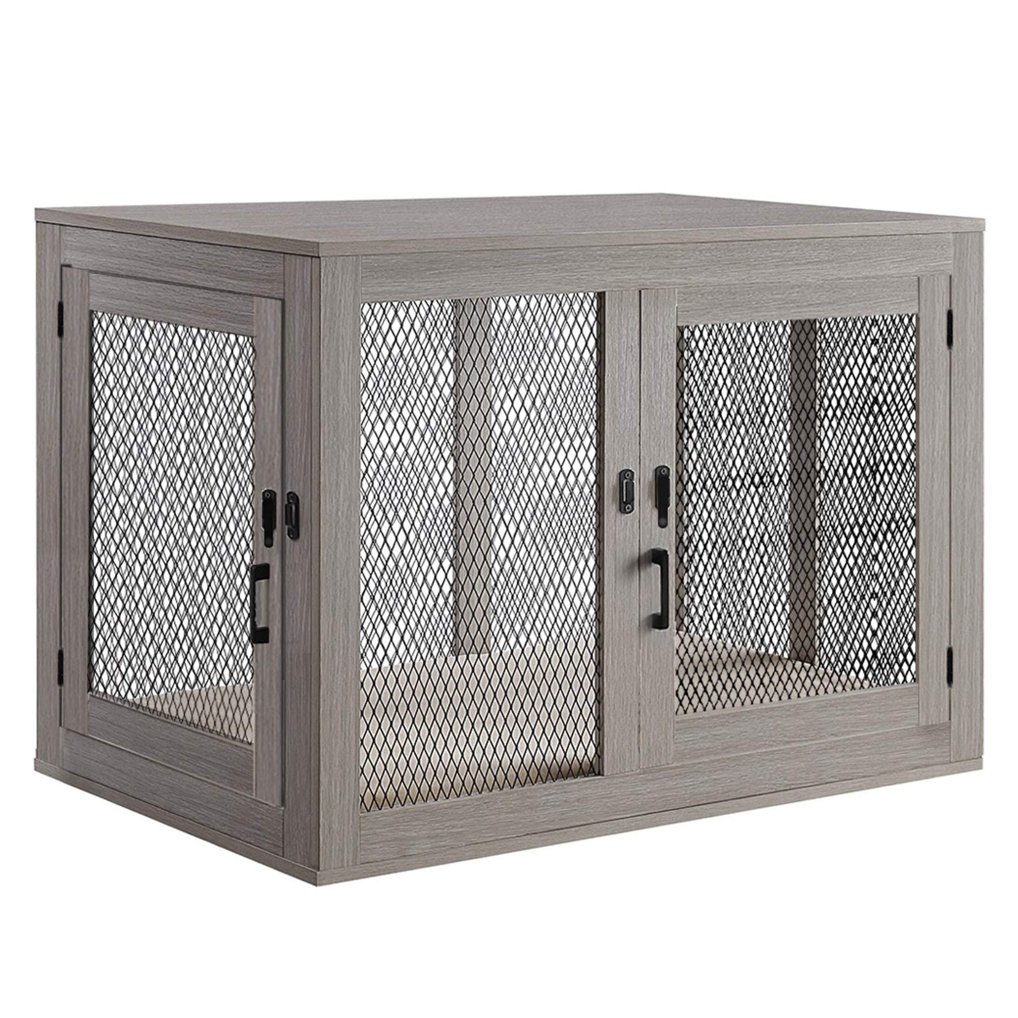 PENN-PLAX Modern and Sophisticated Dog Crate - Pet Furniture Designed as an End Table or Night Stand - Great for Small to Medium Sized Dogs - Beautiful Driftwood Color