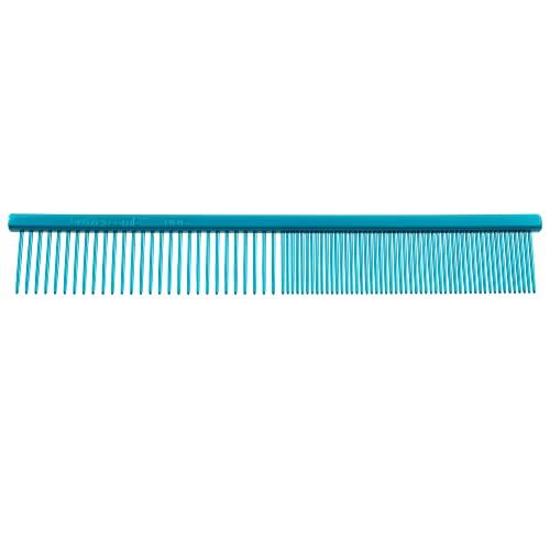 Chris Christensen 006 5 in. Face and Feet Colored Butter Comb, Groom Like a Professional, Rounded Corners Prevent Friction and Breakage, Solid Brass Spin with Steel Teeth, Chrome Finish, Blue.