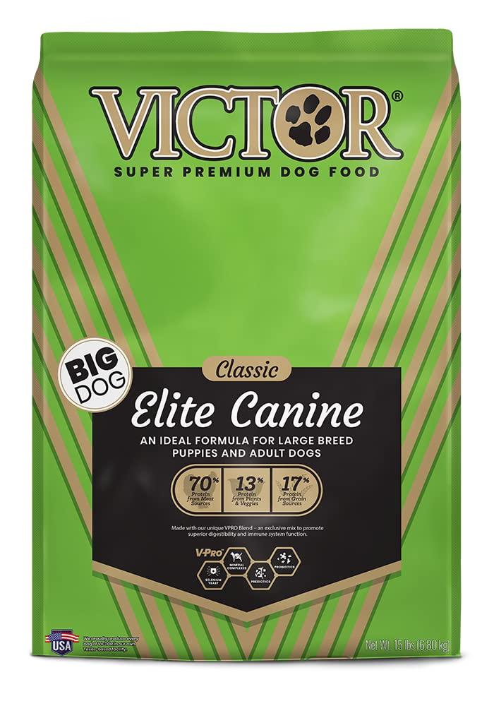 Victor Super Premium Dog Food - Elite Canine Dry Dog Food - 25% Protein, Gluten Free - For Large Breed Dogs & Puppies, 15Lbs