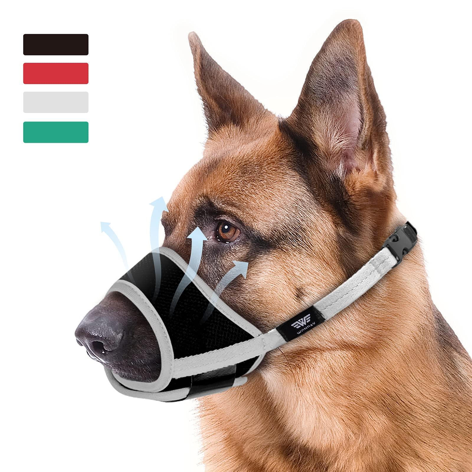 Dog Muzzle for Medium Dogs, Dog Muzzle for Large Dogs Biting, Soft Nylon Muzzle Anti Biting Barking Chewing,Air Mesh Breathable Drinkable Adjustable Pet Muzzle for Medium Large Dogs XL Gray