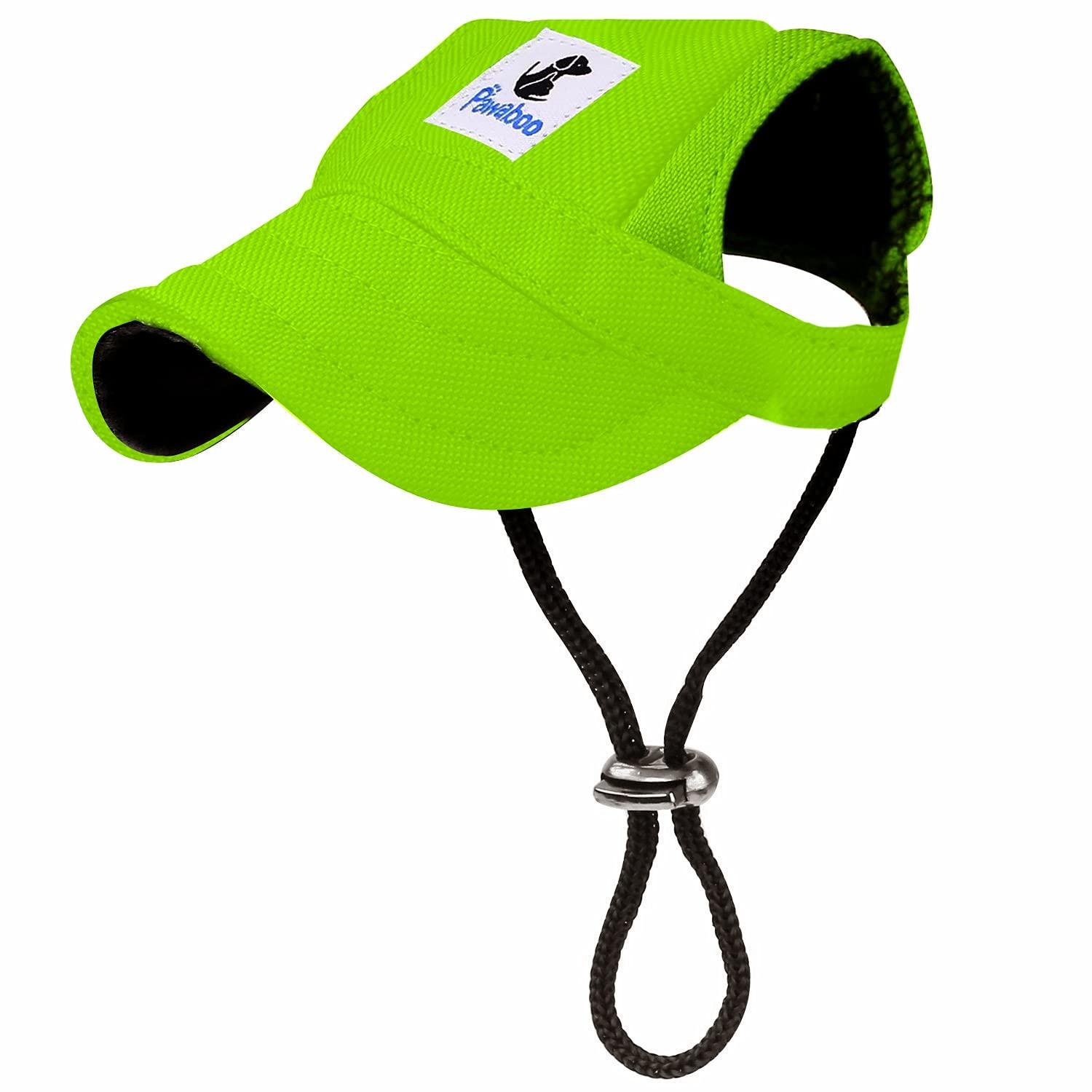 Pawaboo Dog Baseball Cap, Adjustable Dog Outdoor Sport Sun Protection Baseball Hat Cap Visor Sunbonnet Outfit with Ear Holes for Puppy Small Dogs, XL, Green