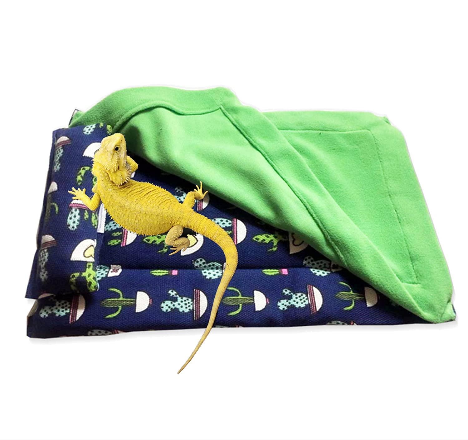 Bearded Dragon Bed with Pillow and Blanket, Reptile Accessories, Small Pet Animal Hide Habitat Shelter, Solf Fabric Warm Sleeping Bag with cover for Bearded Dragon, Leopard gecko, Lizard