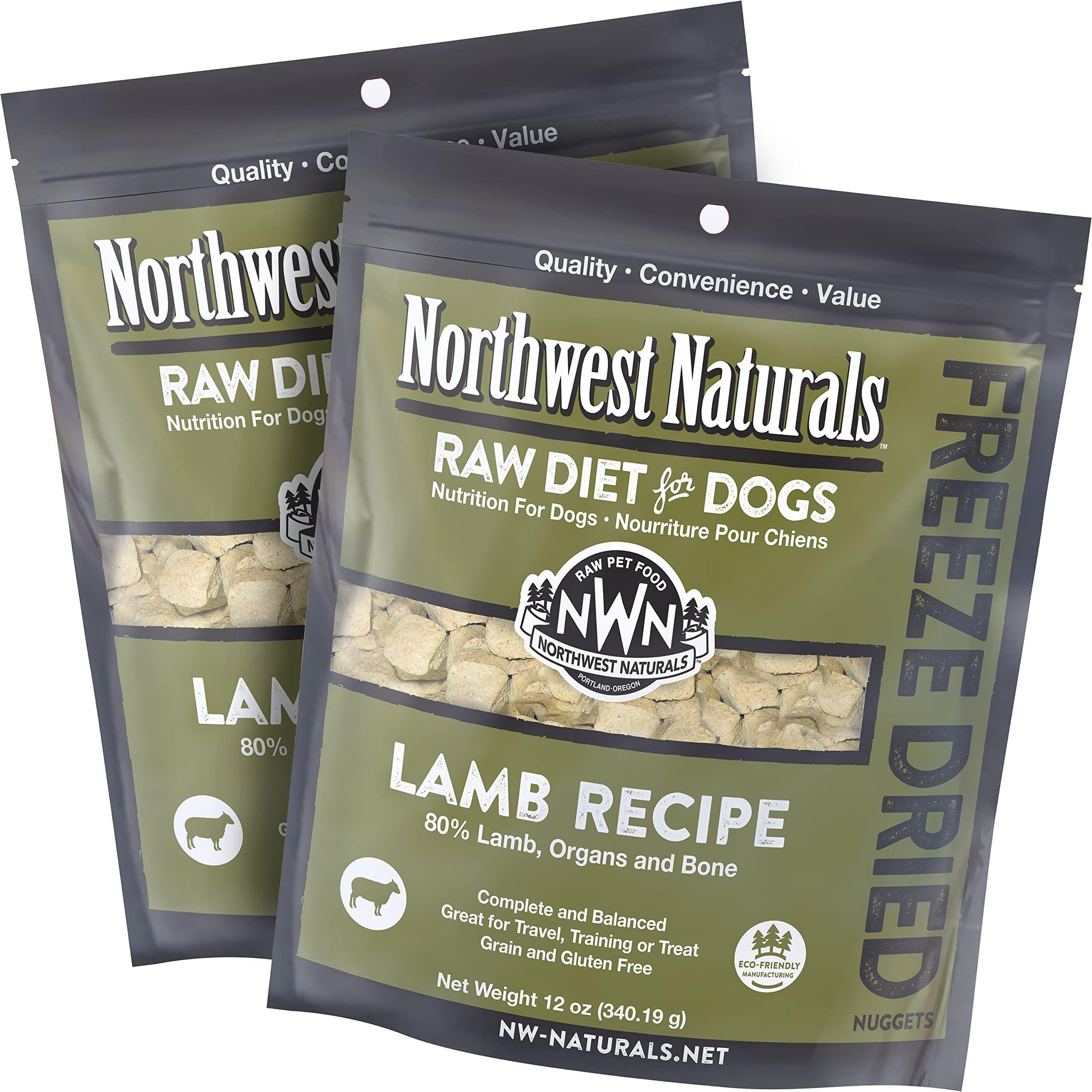 Northwest Naturals Freeze Dried Raw Diet for Dogs Freeze Dried Nuggets Dog Food - Lamb - Grain-Free, Gluten-Free Pet Food, Dog Training Treats - 12 Oz. - 2 Pack
