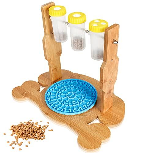 Dog Puzzle Feeder Toys, Interactive Dog Treat Toy for IQ Training, Pet Anxiety Relief Toy with Lick Mat, Slow Dispenser Feeder Adjustable Height for Small to Large Dog