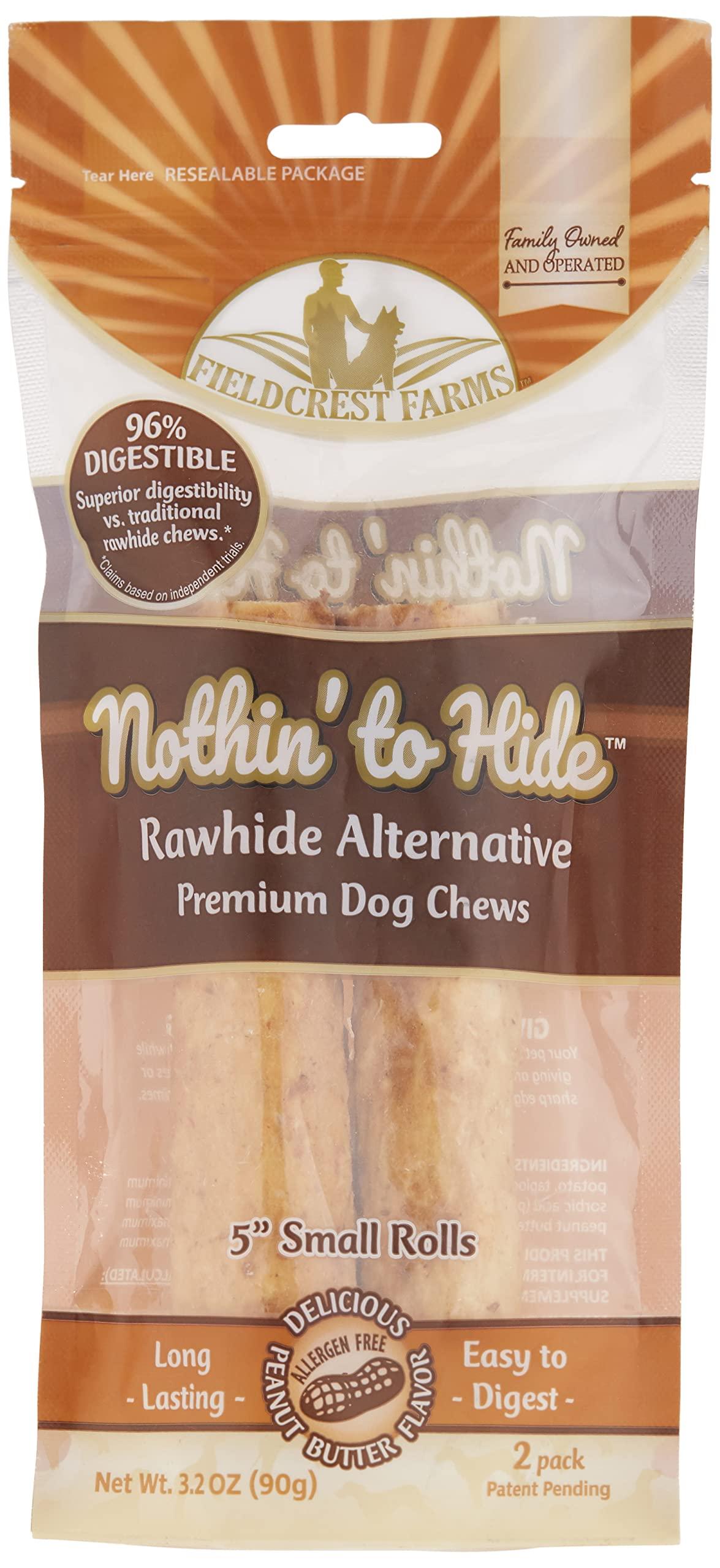 Fieldcrest Farms Nothin' to Hide 5 Small Roll Peanut Butter Flavored Dog Chew, 3.2 oz., Count of 2