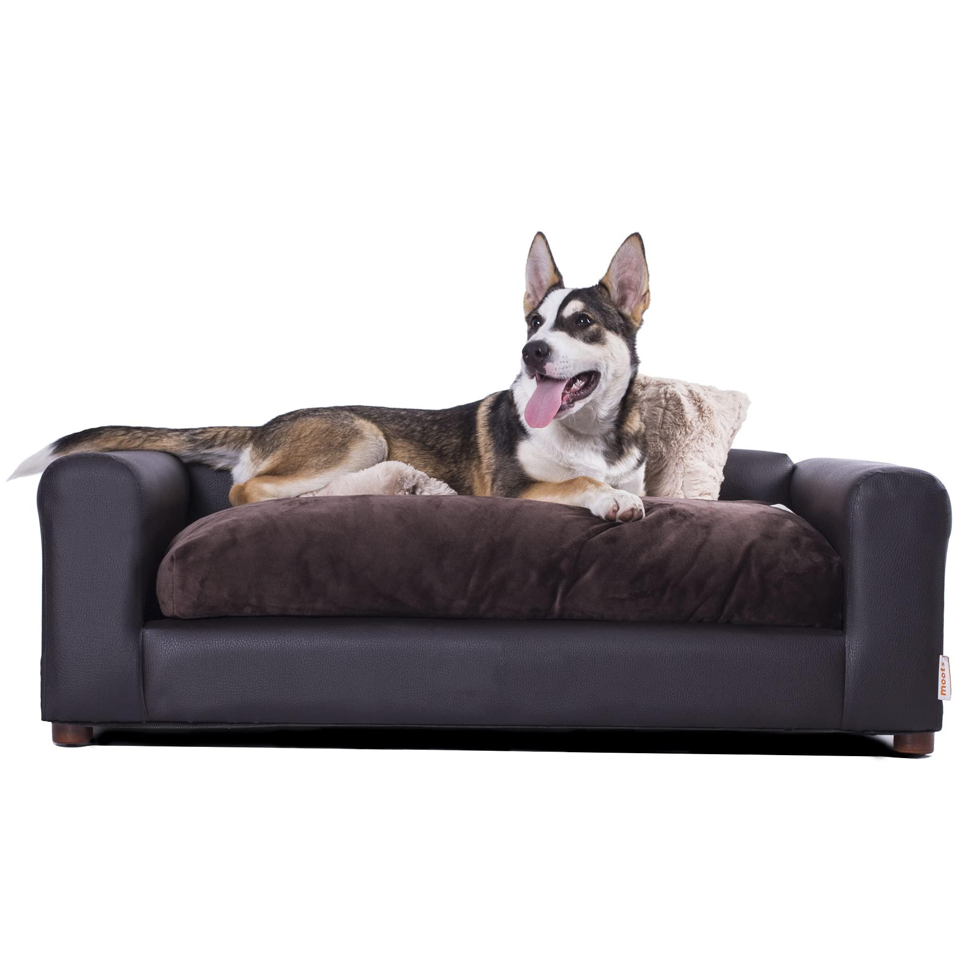 Moots Premium Leatherette Pets Sofa, Regular, Espresso, Large