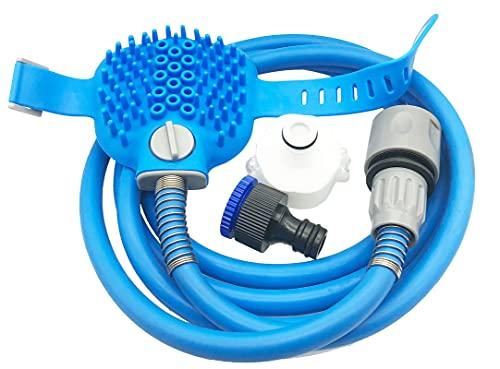 ShengGuo Pet Bathing Tool Shower Sprayer & Scrubber in-One - Flexible Hose Attachment for Cats and Dogs, Suitable for Indoor,Outdoor or Garden, Fits All Hand Sizes, Blue