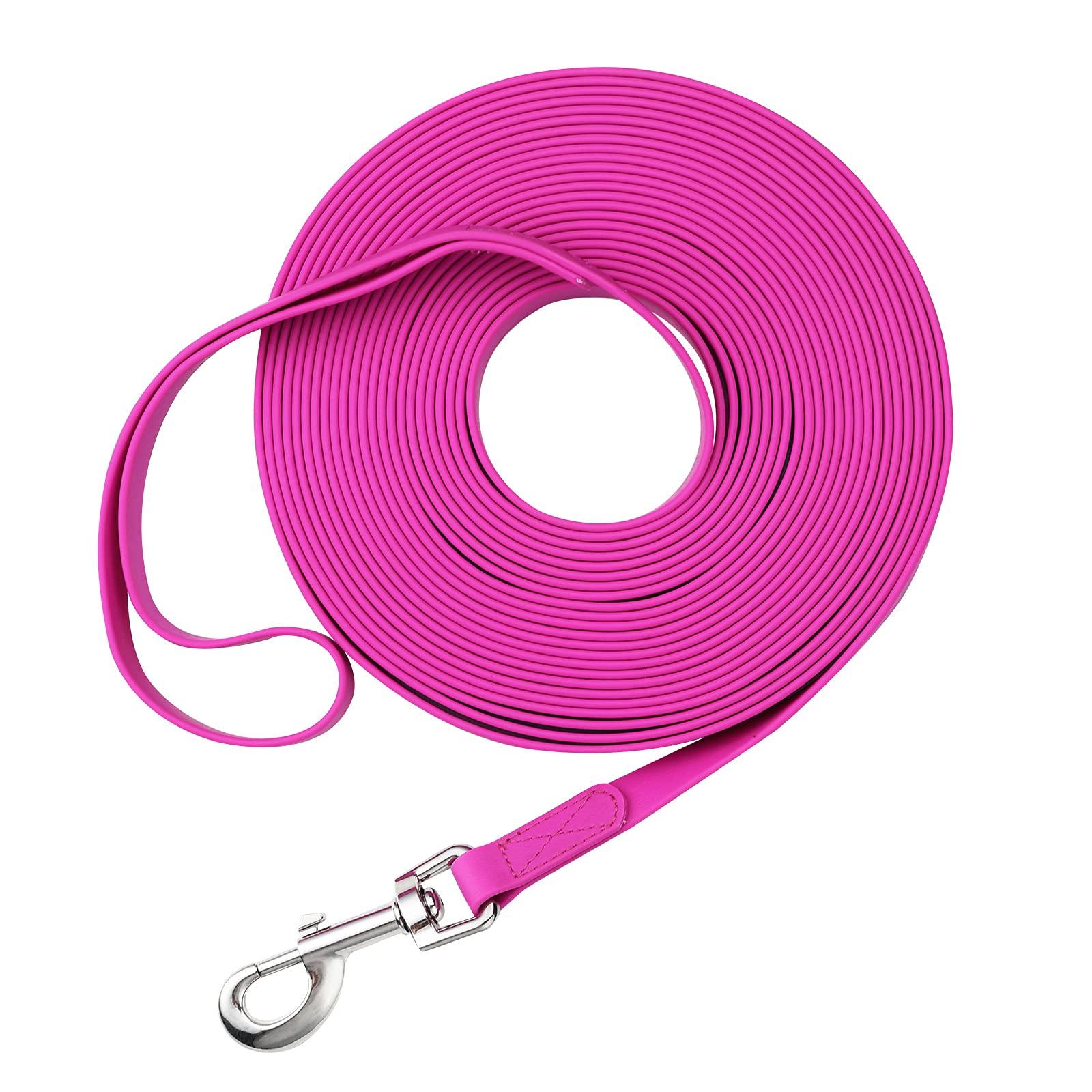 Waterproof Long Leash Durable Dog Recall Training Lead Great for Outdoor Hiking, Training, Yard, Beach and Swimming (Purple, 50ft)