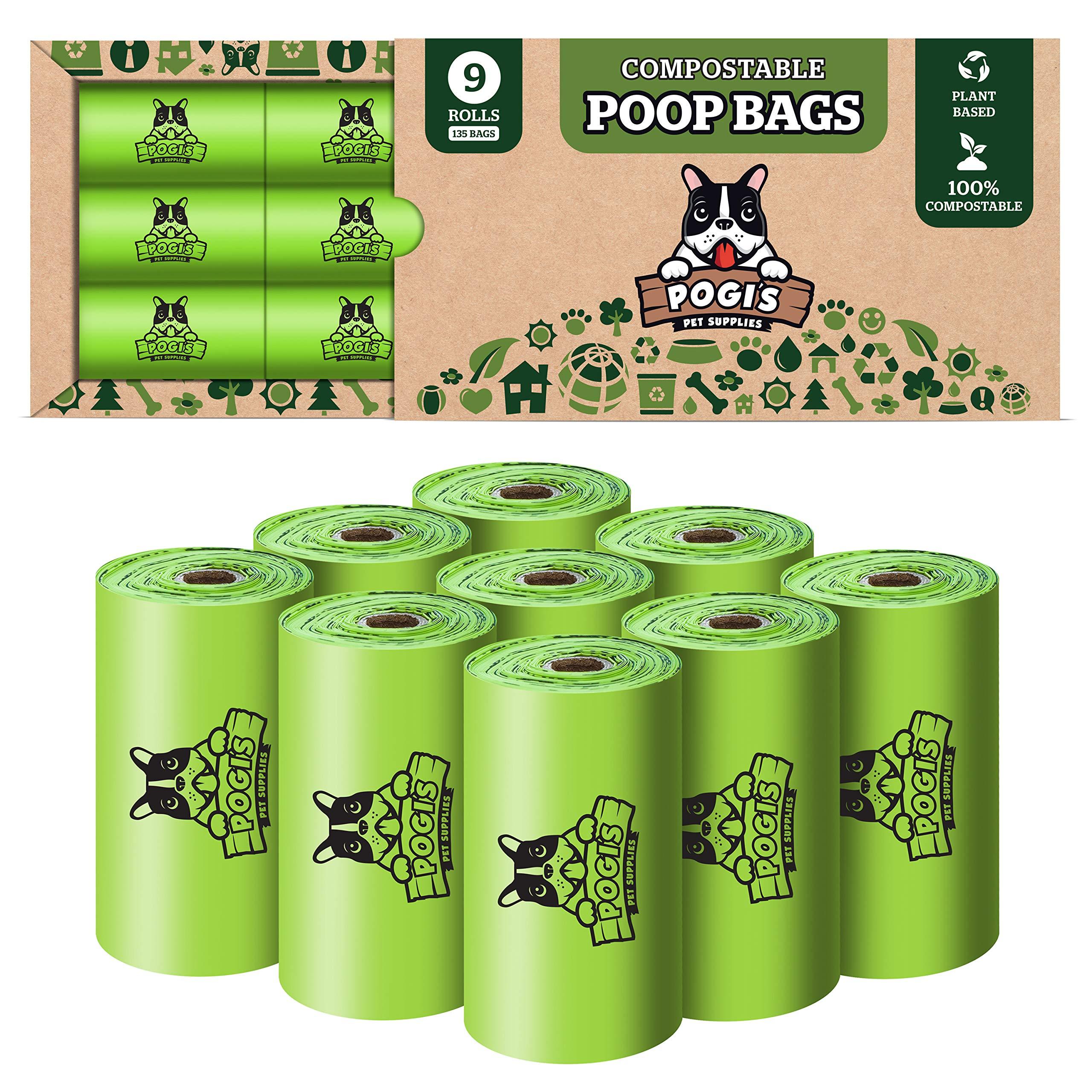 Pogi's Plant-based Poop Bags w/ Handles - 18 Rolls (270 Bags) - Leak-Proof, Extra-Large, ASTM D6400 Certified Waste Bags for Dogs