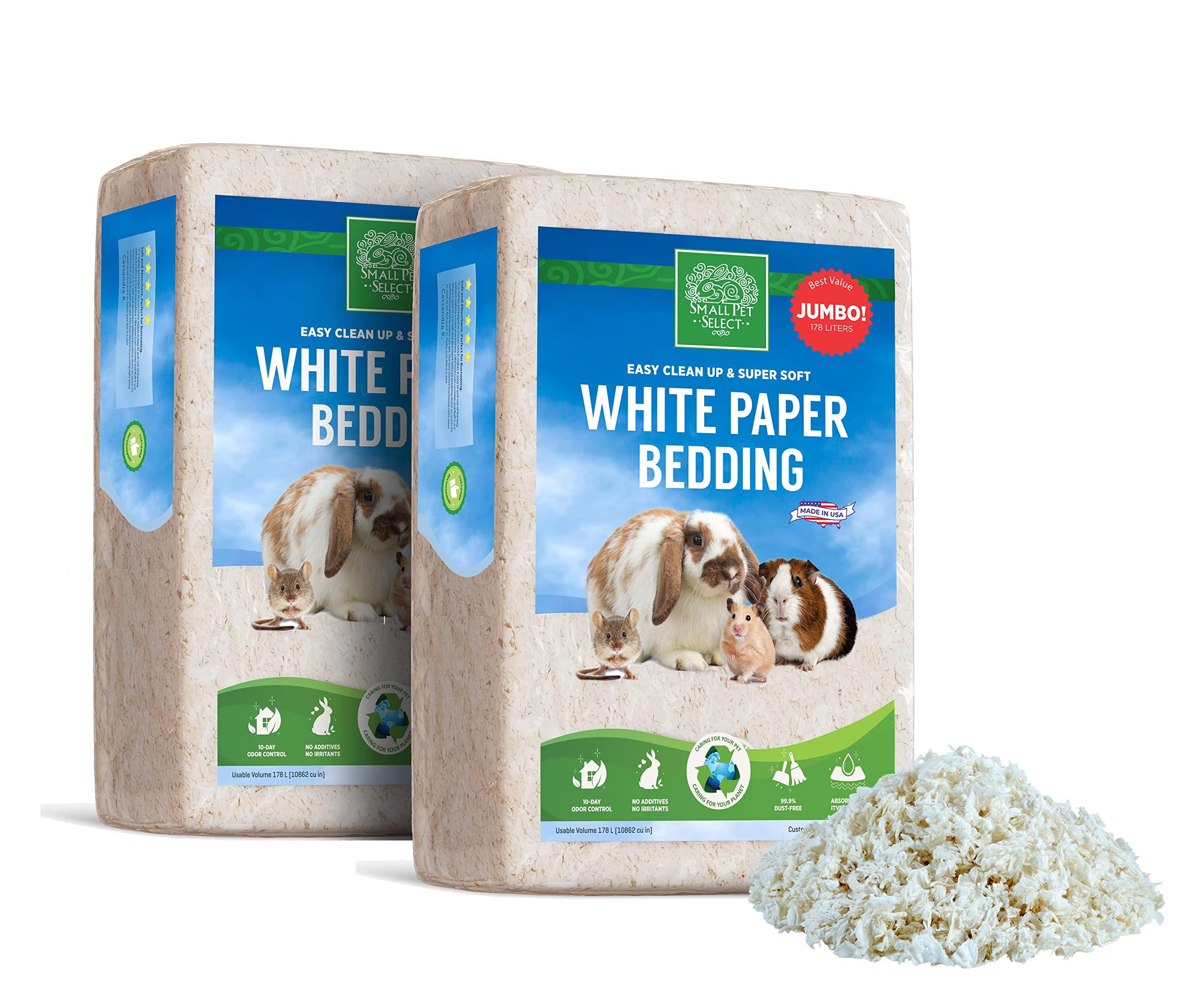 Small Pet Select - Jumbo White 2-Pack Paper Bedding, 356L. Soft, Unbleached, Sustainable, Rabbits Guinea Pigs, Small Animals