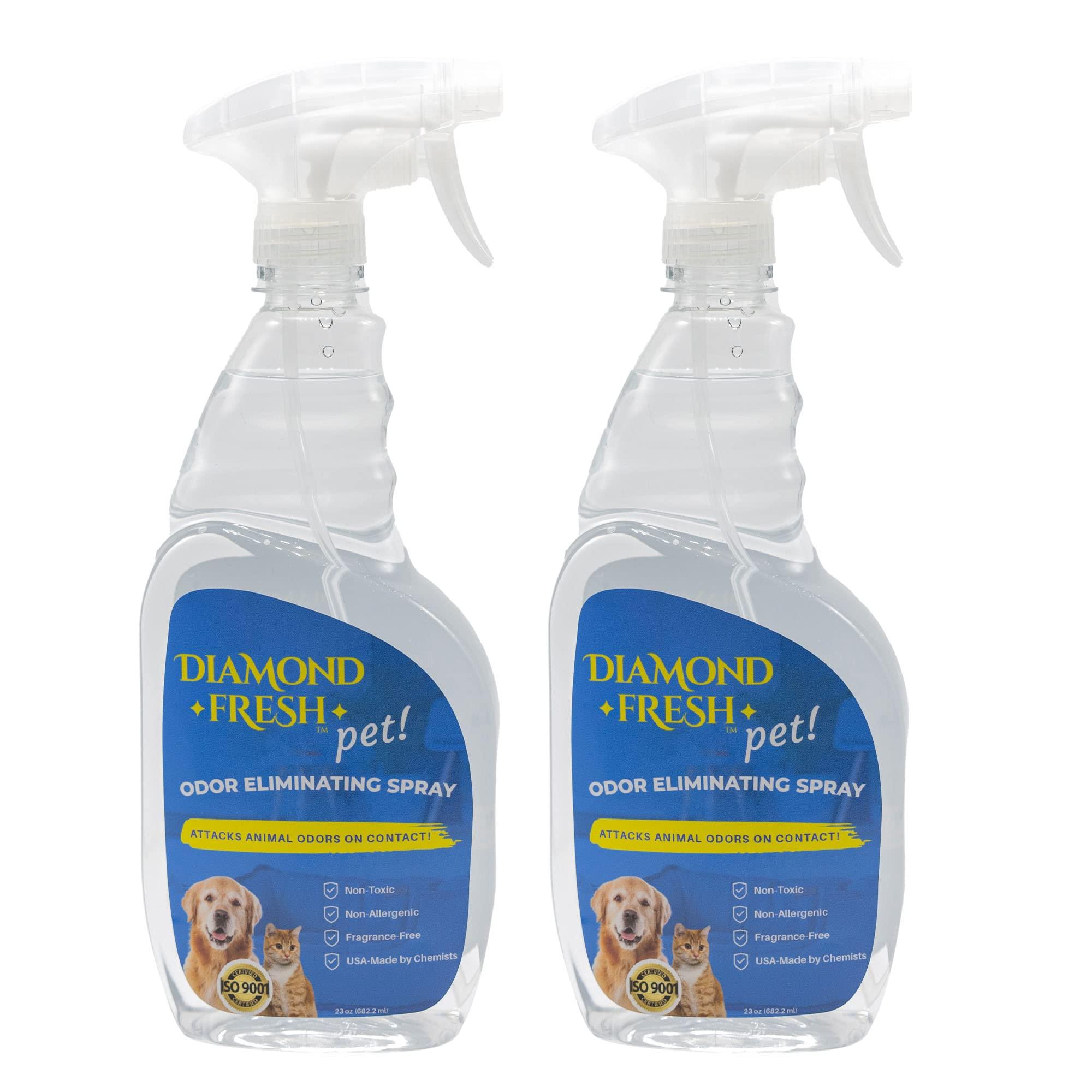Diamond Fresh Odor Eliminator Spray: New Solution, Scent Free, Fast, Effective Pet Odor Suppressant for Home. Stop Urine Smells from Cats, Dogs, Pets, Premium Formula for Strong Odors 46oz (2 pack)