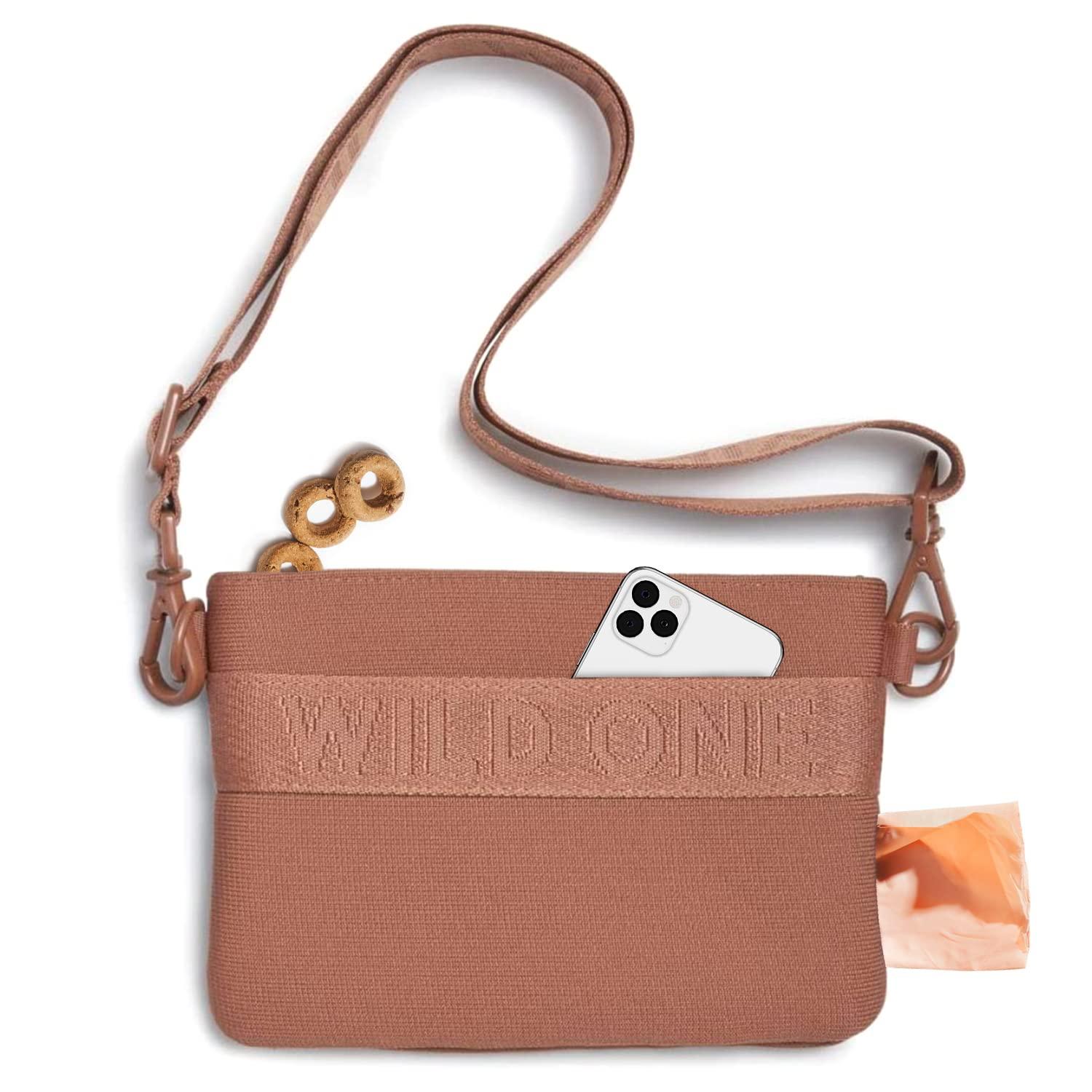 Wild One, Coco Treat Pouch, Fanny Pack, Cross-Body Bag, wear Two Ways, Made from Recycled Knit, Poop Bag Dispenser, The Perfect Accessory for Dog Training, Brown