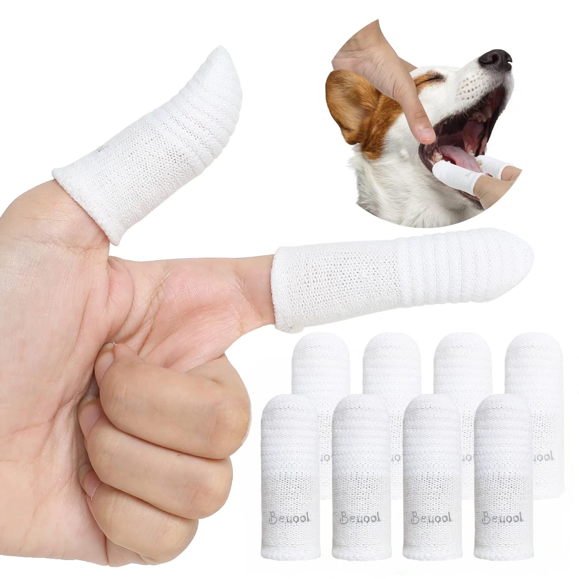 Beuool Dog Toothbrush Cat Toothbrushes-Two Fingers Toothbrushes for Dog Cats Teeth Cleaning, Washable&Comfortable&Durable, 1 Set for Two Fingers, Includes 4 Sets White