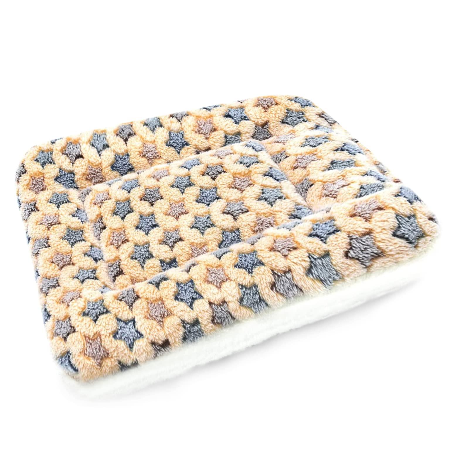 catadog Small Animal Bed Mat, Soft & Warm, Suitable for Guinea Pig, Hamster, Rabbit, Rat and Bearded Dragon (X-Large(13.3''x9.4''), Star Brown)