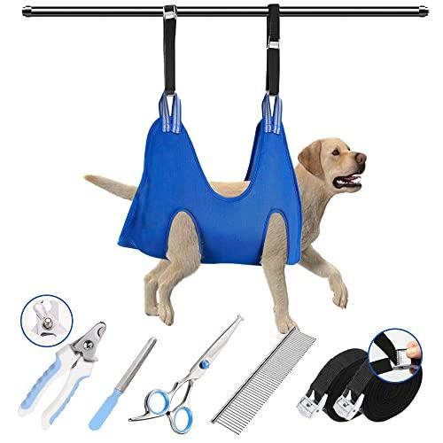 Hxinnour Dog Grooming Hammock Harness Pet Sling for Nail Clipping Hanging Holder Nail Trimming Small Medium Large 8-30 Inch Various Sizes Cat Clipper File Hooks Strap Kit(XL)