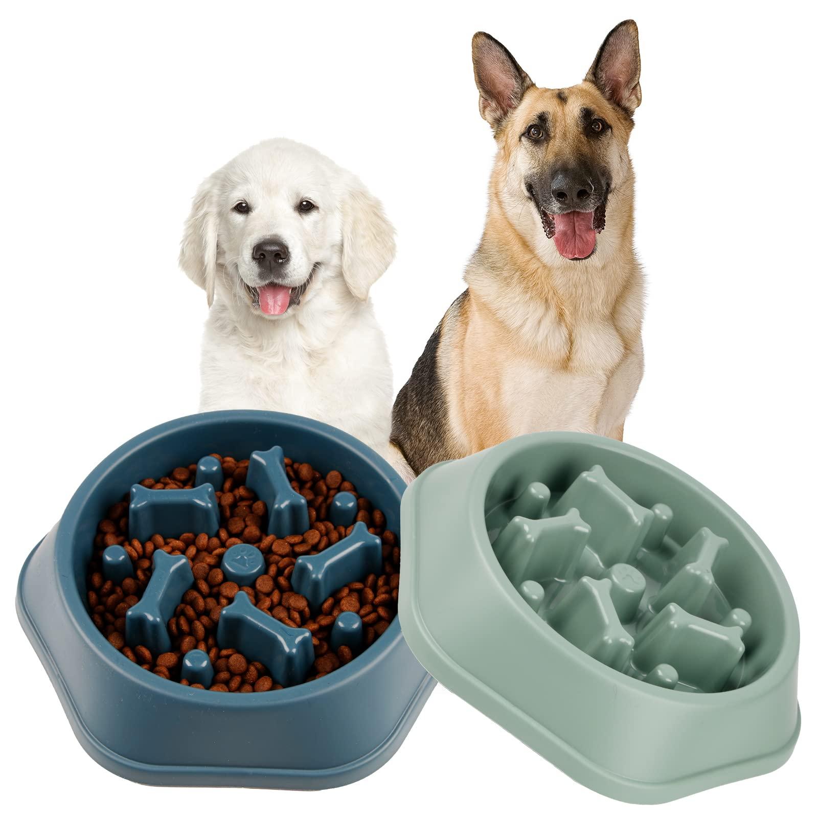 Dpoegts 2 Packs Slow Feeder Dog Bowl, Puzzle Dog Food Bowl Anti-Gulping Interactive Dog Bowl For Smallmedium Sized Dogs (Bluegreen)
