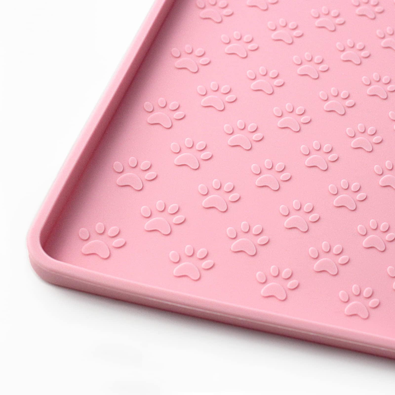 Ptlom Pet Placemat for Dog and Cat, Mat for Prevent Food and Water Overflow, Suitable for Small, Medium and Big Pet,24.5 16.5, Pink