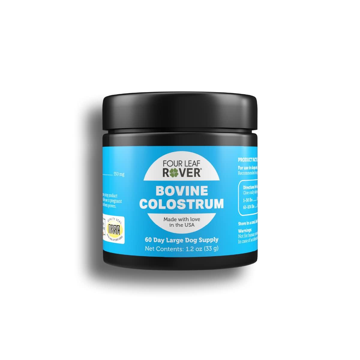 Four Leaf Rover: Bovine Colostrum from New Zealand Grass-Fed Cows - Dog Itch Relief and Immune Support (60-Day Supply)