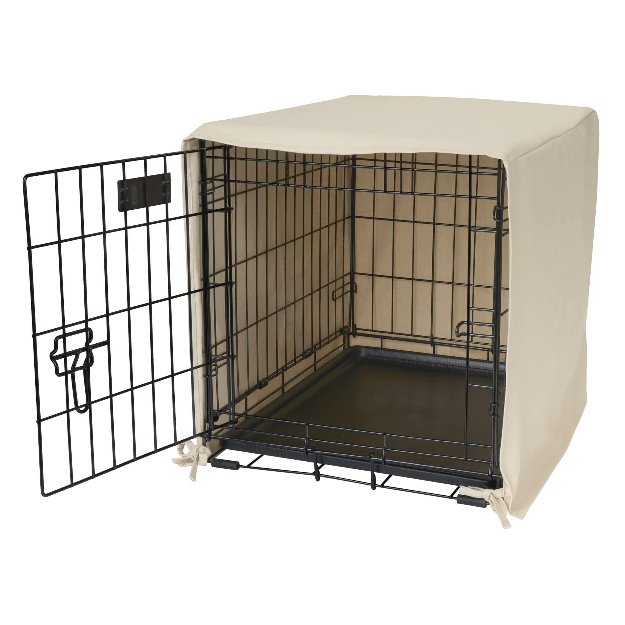 Pet Dreams Breathable Crate Cover - Dog Crate Cover for Single Door Wire Dog Crate, Eco Friendly Dog Kennel Cover, Non Toxic Washable Cover (Khaki Tan, Medium 30 Inch Kennel Cover)
