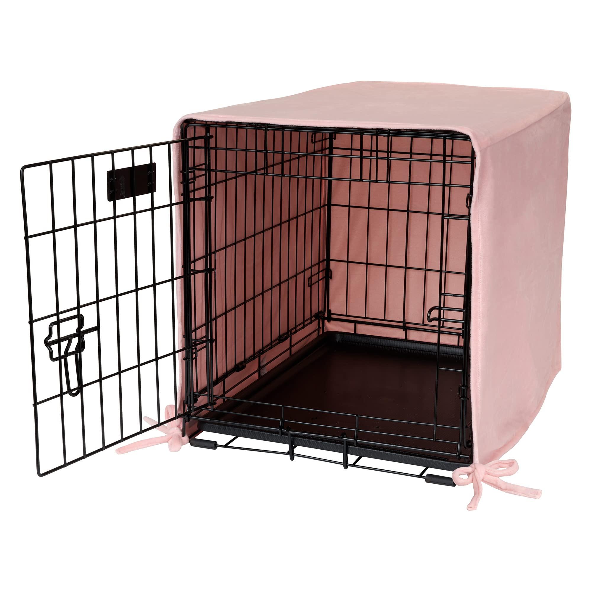 Pet Dreams Breathable Crate Cover - Dog Crate Cover for Single Door Wire Dog Crate, Eco Friendly Dog Kennel Cover, Non Toxic Washable Cover (Pink Blush, Medium 30 Inch Kennel Cover)
