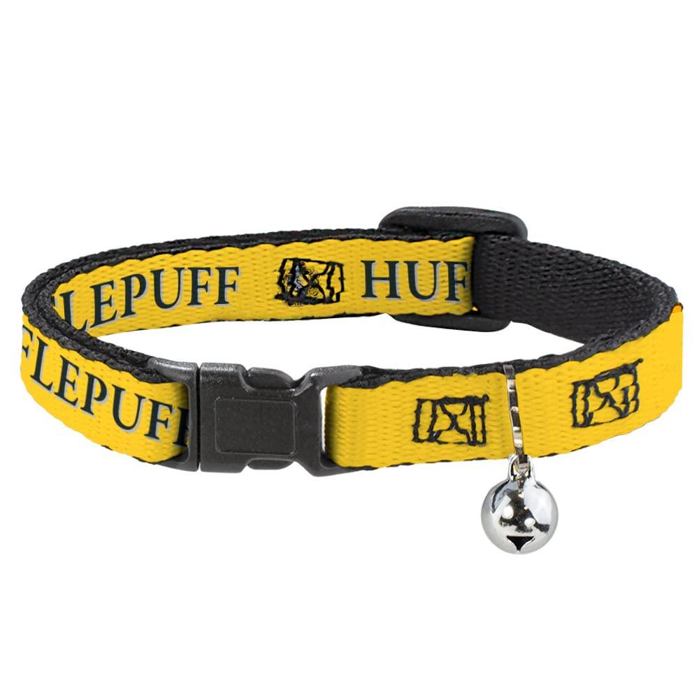Cat Collar Breakaway with Bell Harry Potter Hufflepuff Crest Yellow Black 8.5 to 12 Inches 0.5 Inch Wide