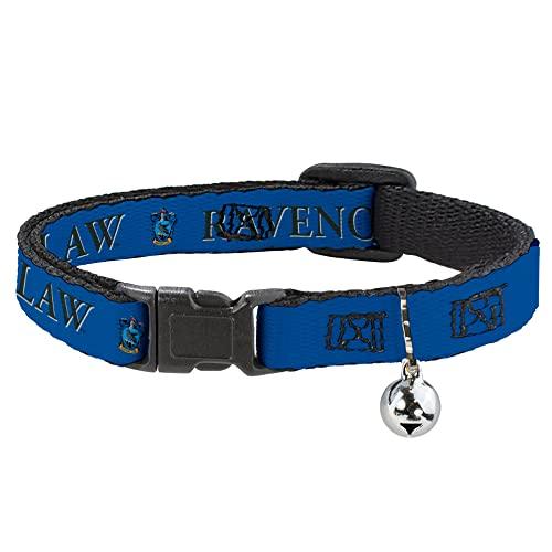 Cat Collar Breakaway with Bell Harry Potter Ravenclaw Crest Blue Black 8.5 to 12 Inches 0.5 Inch Wide